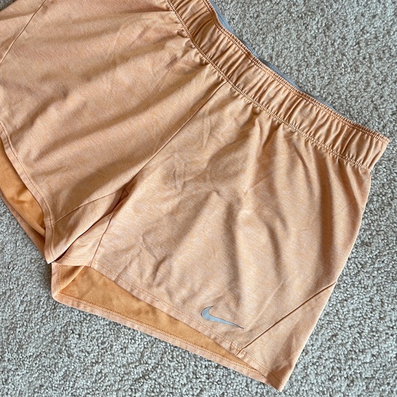Nike Dri-Fit Peach Orange Athletic Shorts, Large, Logo Waistband Drawstring Soft - Picture 9 of 14